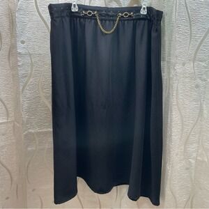 Joseph Ribkoff Plus Black Chain‎ Detail Elastic Waist Midi Skirt Size 20